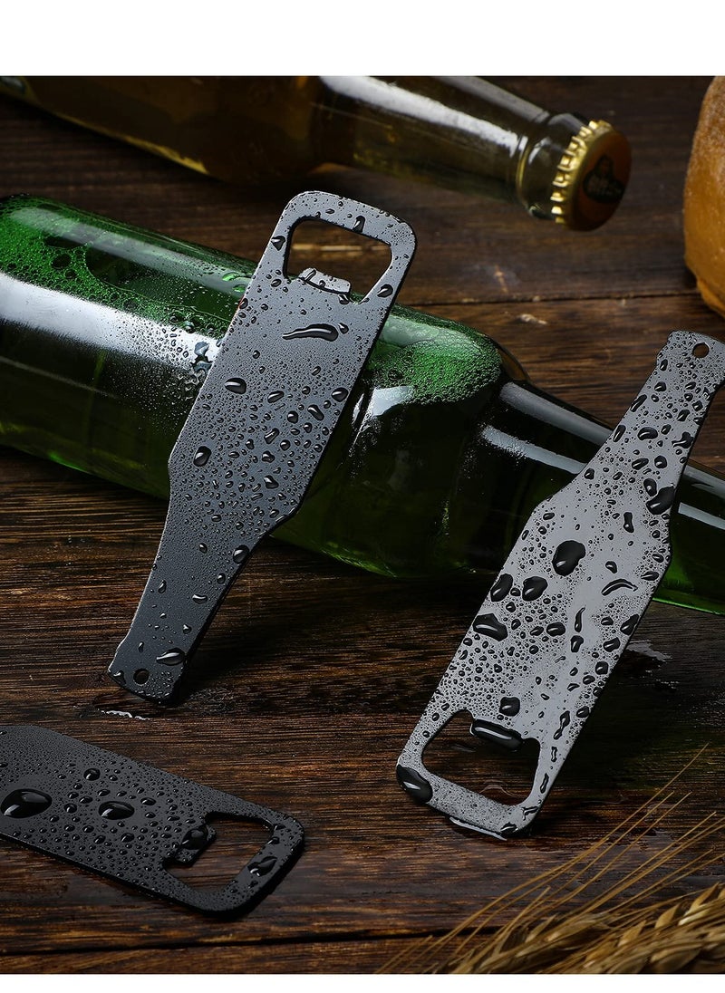 SYOSI - 16 Pcs Stainless Steel Bottle Opener Bottle Shaped Can Openers Black Soda Can Opener Flat Handle Bottle Opener for Home Kitchen Bar Restaurant Party Tools Supplies - Image 1