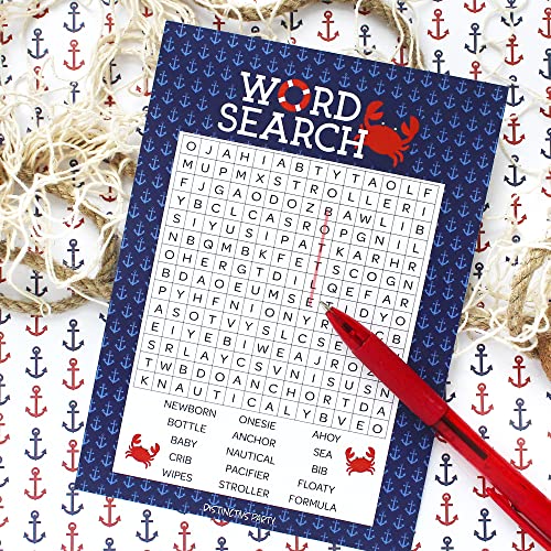 DISTINCTIVS Ahoy Its a Boy Baby Shower Word Search Game Nautical Theme 20 Player Cards Party Activity for Boy Baby Showers - Image 5