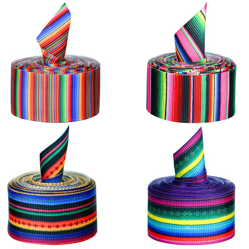 Tongcloud Fiesta Serape Rainbow Stripes Grosgrain Ribbon for DIY Wrapping Crafts Decoration Sewing Supplies