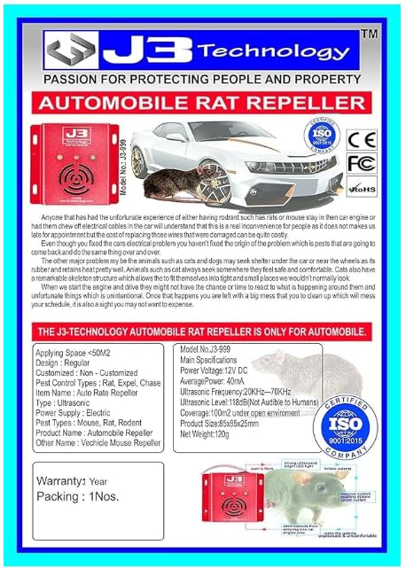 J3 technology - Car Ultrasonic Rat Repeller-Water-Resistant car Repellent for Automobiles-95% Effective. - Image 5