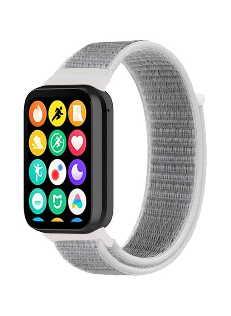 Breathable Watch Strap Sport for Redmi Watch 4/Mi Band 8 Pro, Nylon Bracelet Replacement Band for/Mi Band 9 Pro (White)