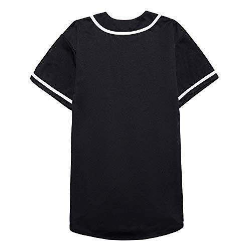 EALER BJ80 Series Mens Baseball Jersey Button Down Shirts Short Sleeve Hipster Hip Hop Sports Uniforms Black - Image 4