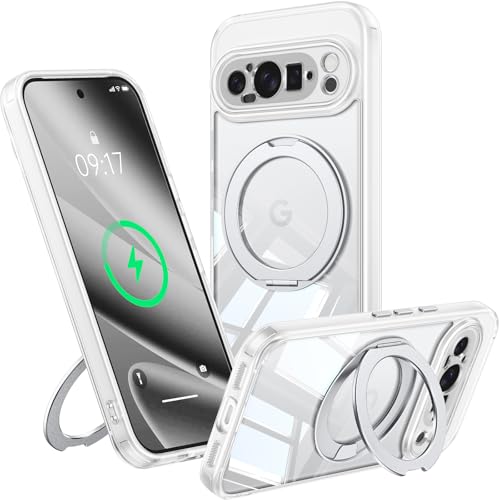 WASTROYAL 【360°Spin Magnetic Stand】 Case for Pixel 10 Pro XL【Fit for MagSafe & Pixelsnap】 Cover with Ring Holder【Crystal Clear】 Camera Protection Phone Google 10 Pro XL Cases - Clear - Image 1