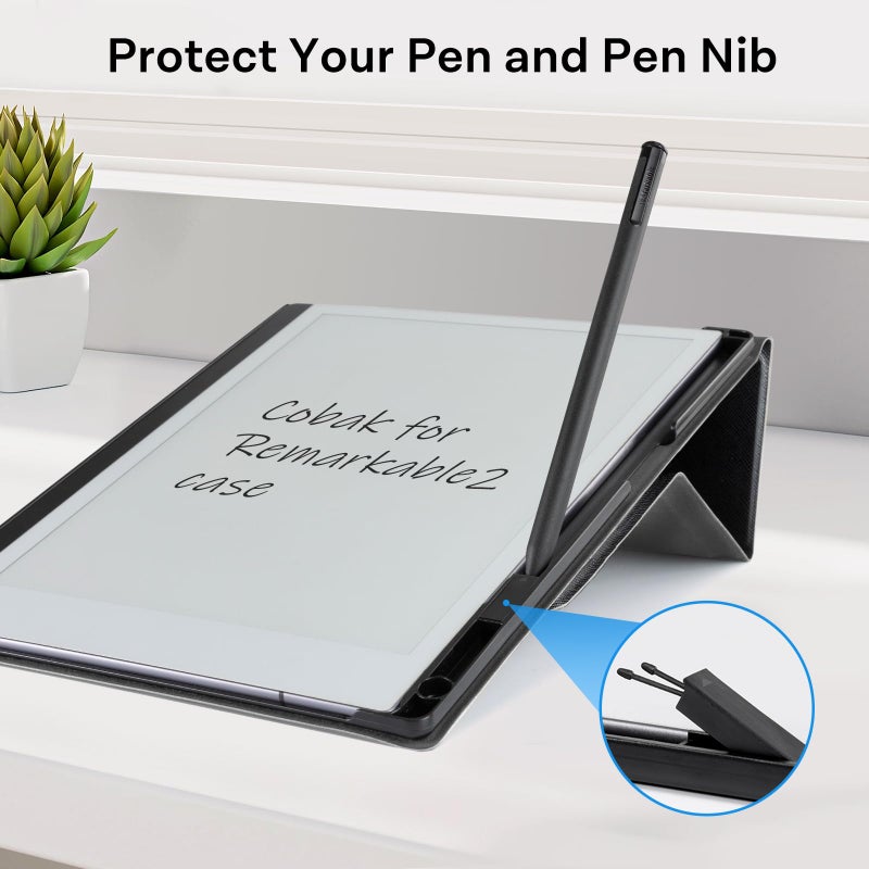 CoBak Case for Remarkable 2 -with Pen Holder and Multi-Angle Foldable Stand Feature -Perfect Choice of Remarkable 2 Case with Pen Holder for The Remarkable 2 Paper Tablet (2020 Released) ***Black - Image 3