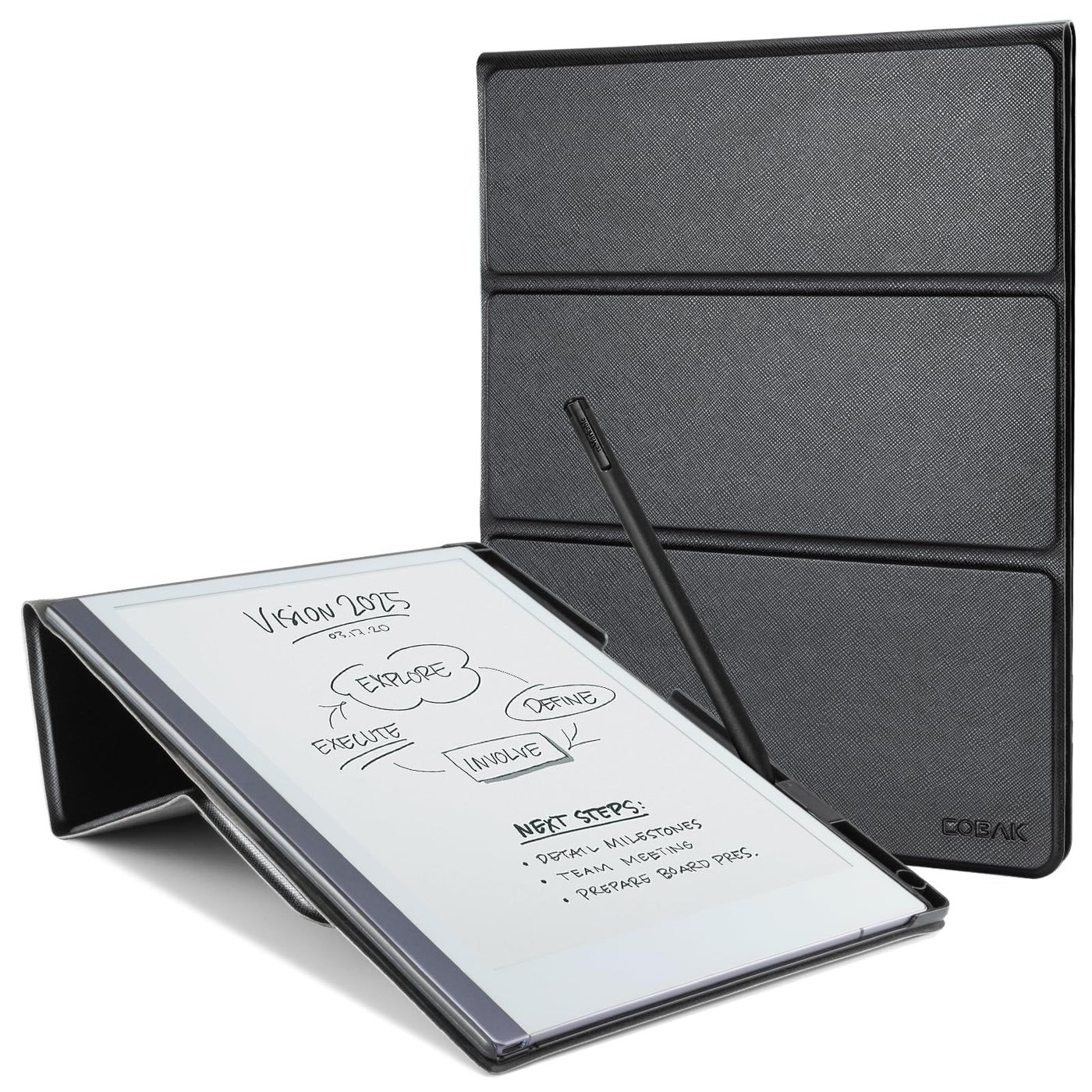 CoBak Case for Remarkable 2 -with Pen Holder and Multi-Angle Foldable Stand Feature -Perfect Choice of Remarkable 2 Case with Pen Holder for The Remarkable 2 Paper Tablet (2020 Released) ***Black