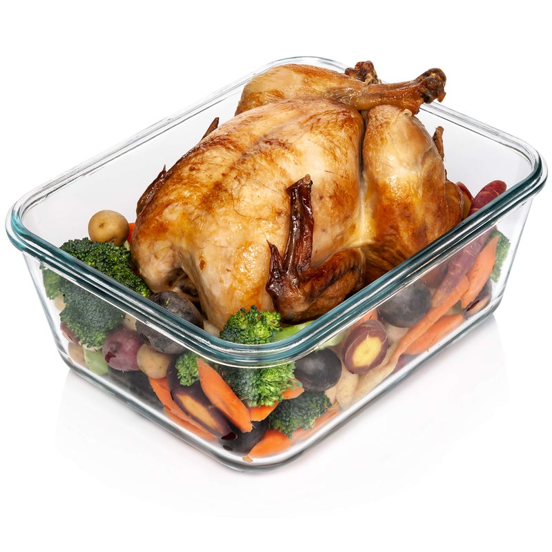 Razab 14 Cup/ 112 oz LARGE Glass Food Storage Container with Locking Lid. Ideal for Storing food  Vegetables or Fruits. Baking Casserole  Lasagna  Baking  Roasting chicken & lot of other tasty Food BPA-Free - Image 1