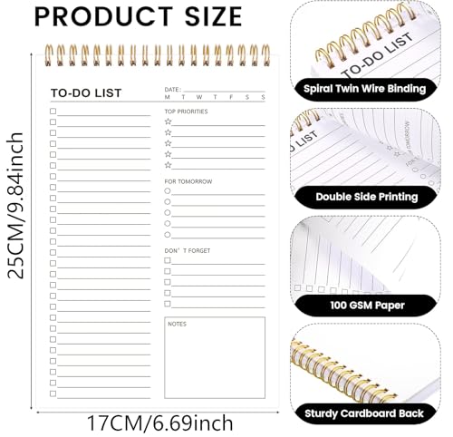 Thboxes To Do List Notepad, 120 Pages 6.7x9.8" to Do List Notebook Undated Daily Planner Notepad with Task Checklist Home Office School Supplies - Image 3