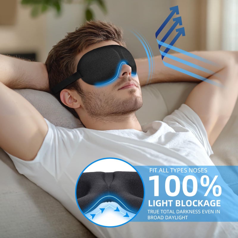 YIVIEW Sleep Mask for Back and Side Sleeper Pack of 3, 100% Light Blocking 3D Eye Masks for Sleeping, Lightweight & Breathable Eye Cover for Women Men, Zero Pressure Night Blindfold - Image 2
