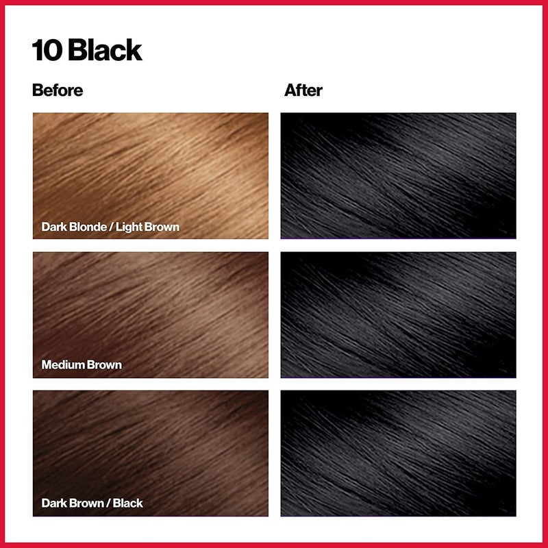 Revlon Permanent Hair Color, Permanent Hair Dye, Colorsilk with 100% Gray Coverage, Ammonia-Free, Keratin and Amino Acids, 10 Black, 4.4 Oz (Pack of 3) - Image 3