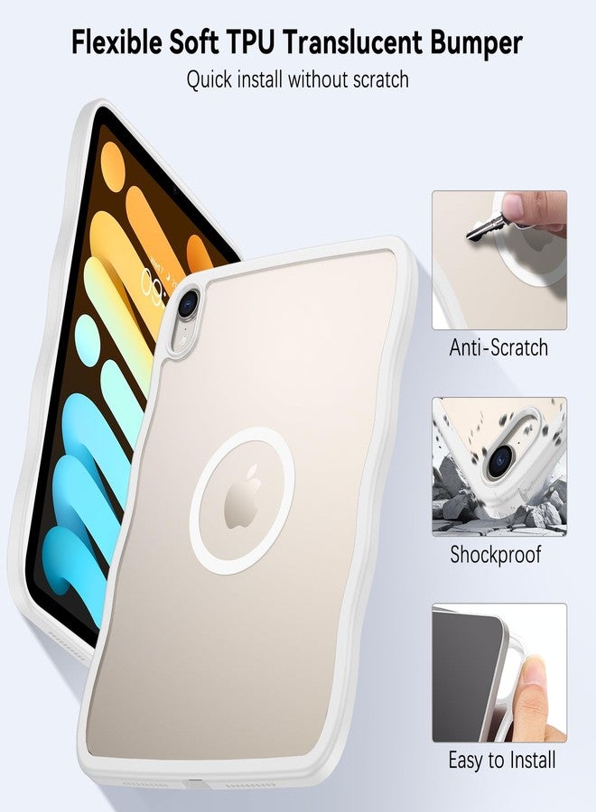 BENTOBEN Case for iPad mini 7 2024 A17 Pro/iPad mini 6 2021, Cute Wavy Magnetic iPad mini 7th/6th Gen Case, Translucent Matte Shockproof Protective Tablet Cover for iPad mini 7/mini 6 8.3'', White - Image 5
