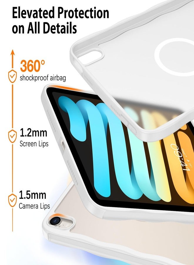 BENTOBEN Case for iPad mini 7 2024 A17 Pro/iPad mini 6 2021, Cute Wavy Magnetic iPad mini 7th/6th Gen Case, Translucent Matte Shockproof Protective Tablet Cover for iPad mini 7/mini 6 8.3'', White - Image 3