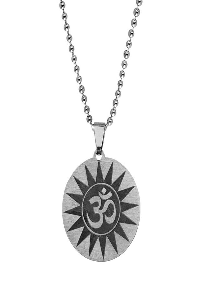 AFH Om Sun Spiritual Yoga and Meditation Symbol Religious Pendant Necklace Chain For Men And Women