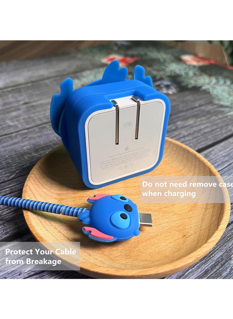 KIIUMI - 3D Cartoon Series Slim Charger Protector Compatible with iPhone 18W 20W， Fast Charging Cable Protector， Cover Data Cable Protector - Image 1