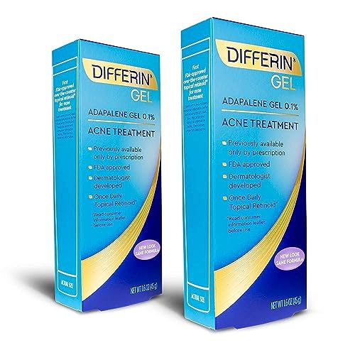 Differin Adapalene Gel 01 Acne Treatment 45 gram 180day supply 16 Ounce Pack of 2