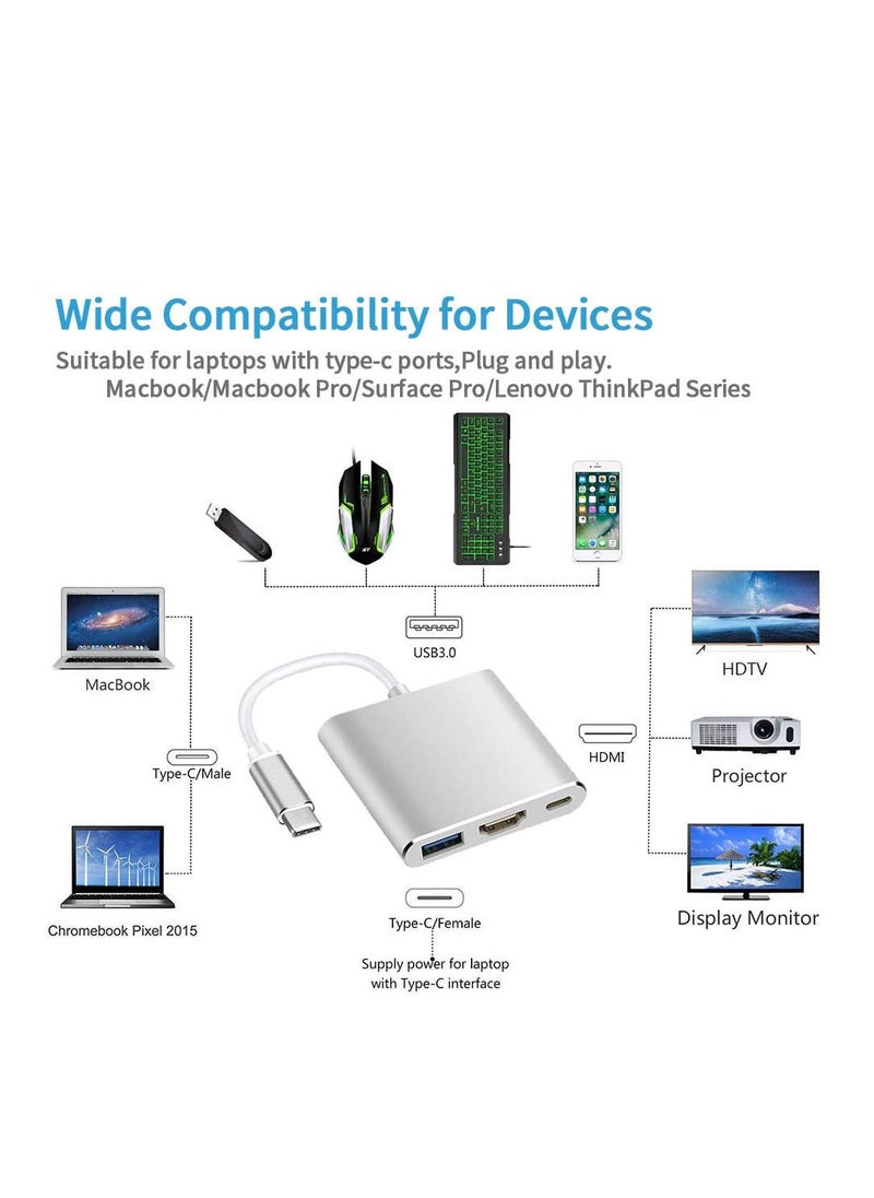 Ntech - Ntech 3 in 1 Hub Type C USB 3.1 to PD USB-C 4K 1080p USB 3.0 USB Adapter For Mac book Samsang S23/S22 Huawei Google Chrome book - Image 1