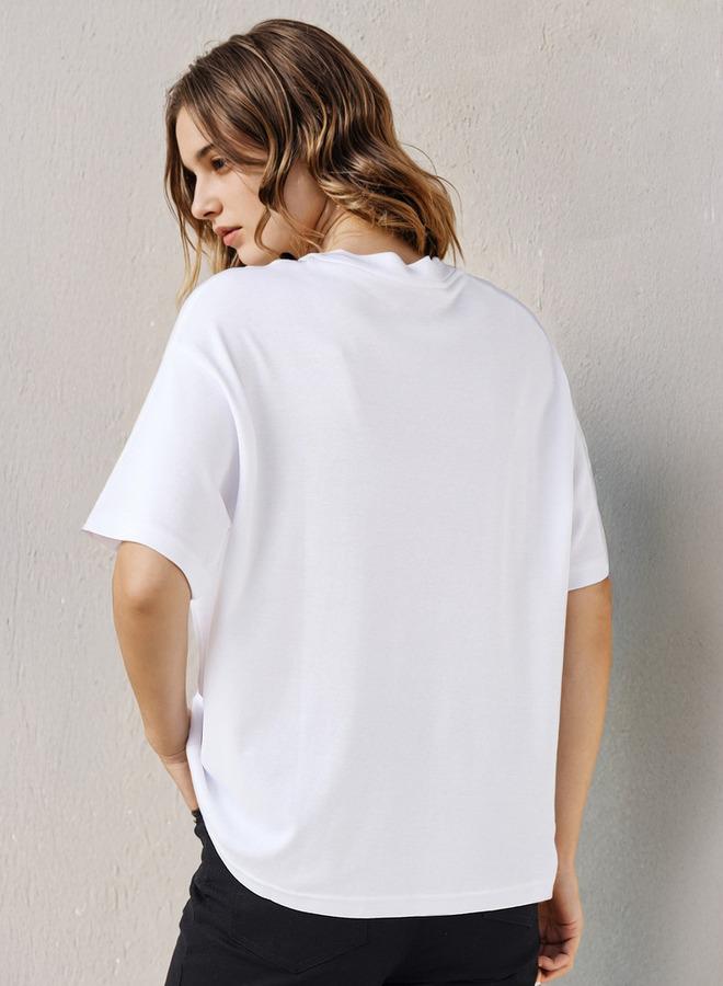 سبلاش فيڤ تيشيرت بقصة واسعة وطبعة شعار ورقبة دائرية - Image 3