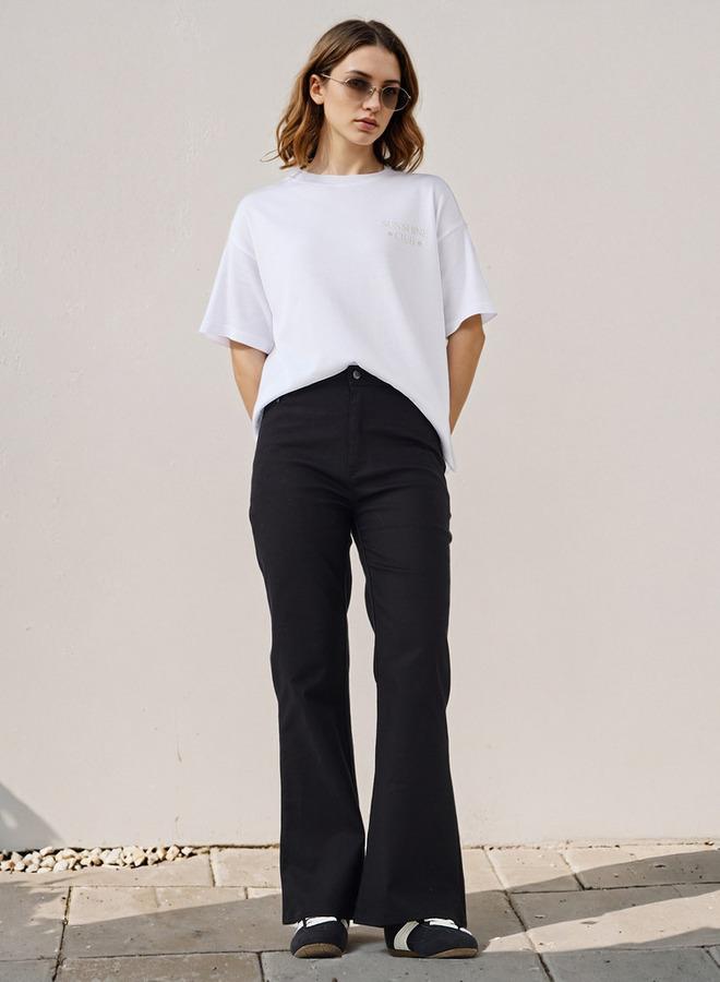 سبلاش فيڤ تيشيرت بقصة واسعة وطبعة شعار ورقبة دائرية - Image 2