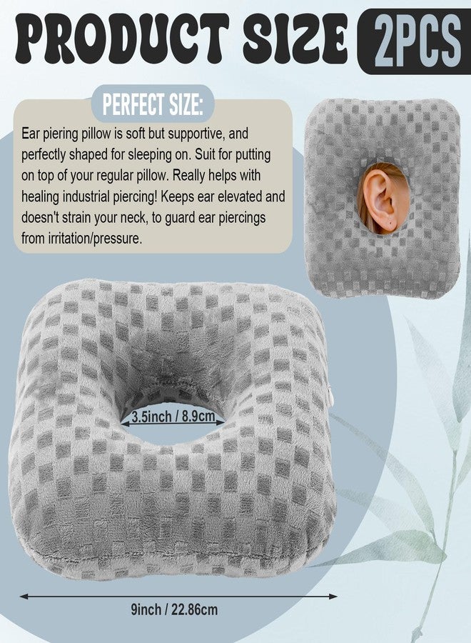 DoubleFill وسائد ثقب الأذن من قطعتين من DoubleFill، مصممة خصيصًا لمن ينامون على الجانب، مزودة بفتحة على شكل حرف O، ووسائد دائرية على شكل دونات، وواقيات للأذن لتخفيف آلام الأذن والالتهابات وتقرحات الضغط أثناء النوم على الجانب (رمادي). - Image 2
