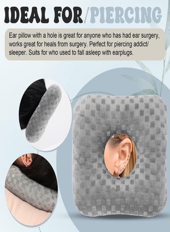 DoubleFill وسائد ثقب الأذن من قطعتين من DoubleFill، مصممة خصيصًا لمن ينامون على الجانب، مزودة بفتحة على شكل حرف O، ووسائد دائرية على شكل دونات، وواقيات للأذن لتخفيف آلام الأذن والالتهابات وتقرحات الضغط أثناء النوم على الجانب (رمادي). - Image 5