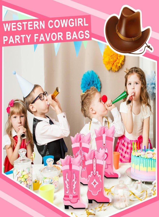 وولاين مجموعة هدايا ورقية من والين، 16 قطعة، بتصميم رعاة البقر، مع مقابض، لون وردي، على شكل حذاء رعاة البقر، مثالية لحفلات الغرب الأمريكي، مع أكياس هدايا وحلوى، وأكياس ورقية لحفلات توديع العزوبية. - Image 5