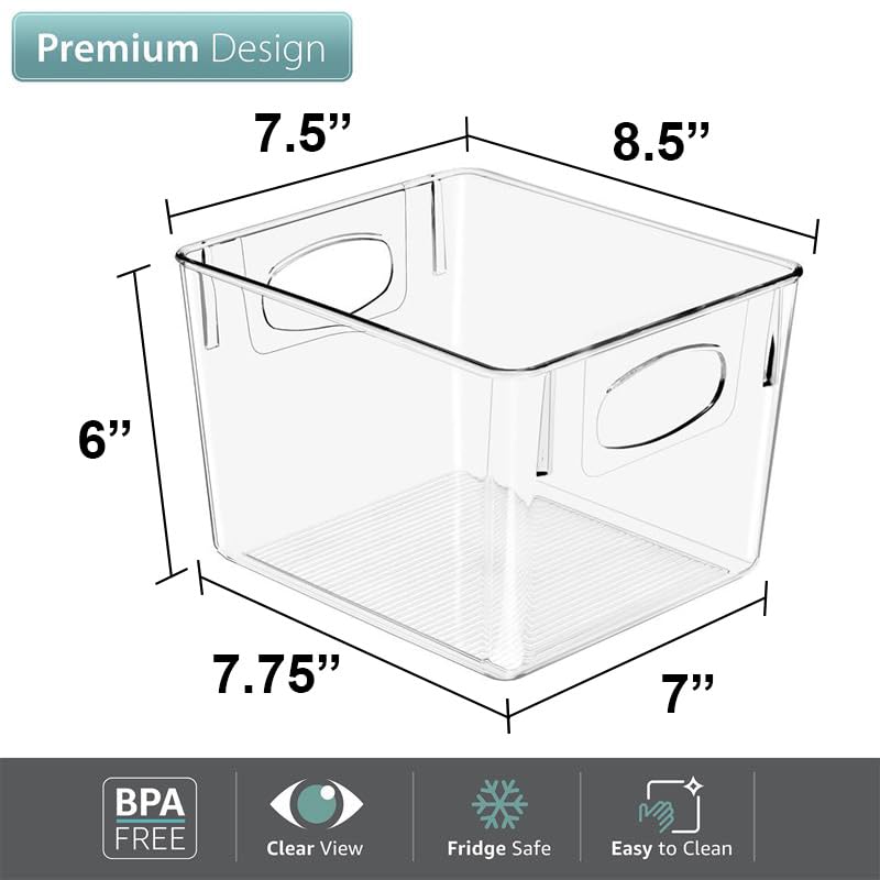 Sorbus 2 Pack Medium Clear Plastic Storage Bins, Clear Organizer Bins with Handle for Kitchen, Pantry, Cabinet, Refrigerator, Craft, Toys, Clothes, Closet, Under Sink, Bathroom Organizers and Storage - Image 3