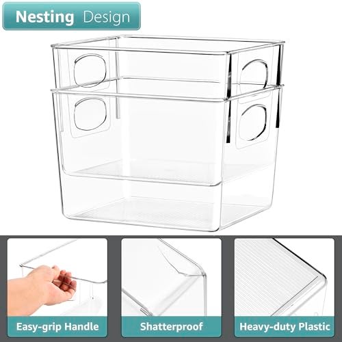 Sorbus 2 Pack Medium Clear Plastic Storage Bins, Clear Organizer Bins with Handle for Kitchen, Pantry, Cabinet, Refrigerator, Craft, Toys, Clothes, Closet, Under Sink, Bathroom Organizers and Storage - Image 5