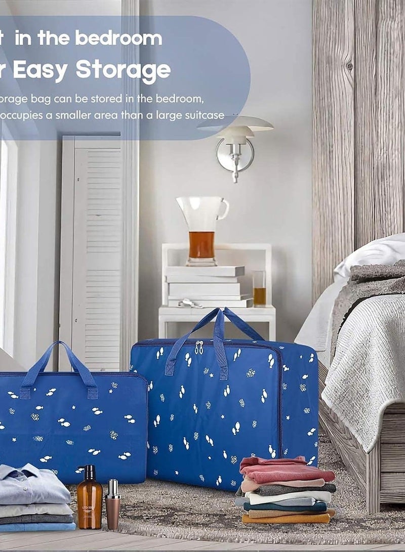 DUNISO 3 bags of oversized mobile bags, waterproof fabric, oversized mobile box, clothes pillow and quilt, Oxford fabric, 3 bags of large-sized clothing storage bags | Foldable blanket storage bag - Image 2