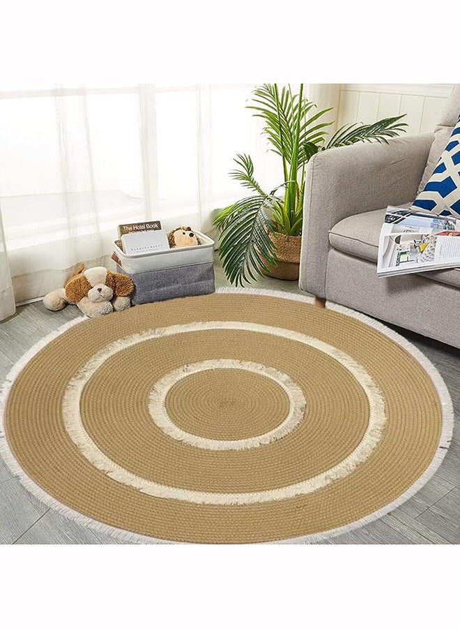 HOME TASTE Hometaste Timeless Elegance Hand-Braided Tassel Area Rugs For Modern And Vintage Decor,Area Rug Carpet Soft Floor Mats Round Boho Handwoven Tassel Carpet Mats And Rugs (Style_3, Small_ 100X100Cm) 