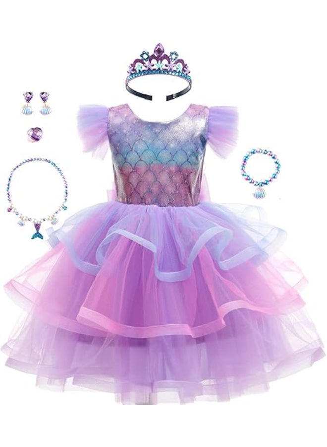 Sparklepals Mermaid Princess Dress Costume for Girls Kids Dress Up with Accessories Birthday Party Cosplay Outfits - Image 1