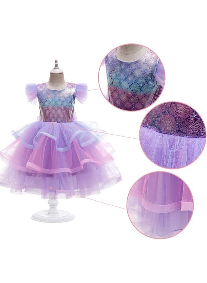Sparklepals Mermaid Princess Dress Costume for Girls Kids Dress Up with Accessories Birthday Party Cosplay Outfits - Image 3