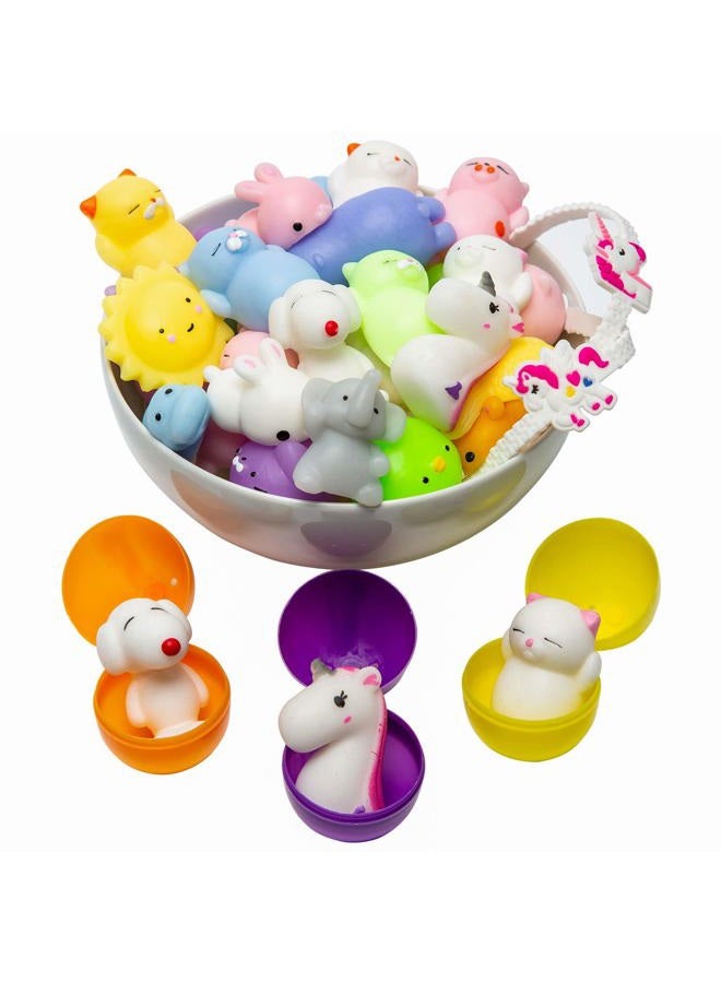 BYDOOO BD Easter Basket Stuffers – 3 Pre-Filled Easter Egg Fillers, Mochi Squishies 16pcs, Classroom Prizes & Unicorn Party Favors, Claw Machine Toys - Image 1