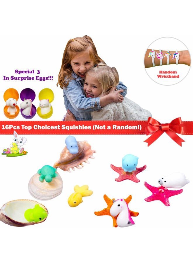 BYDOOO BD Easter Basket Stuffers – 3 Pre-Filled Easter Egg Fillers, Mochi Squishies 16pcs, Classroom Prizes & Unicorn Party Favors, Claw Machine Toys - Image 3