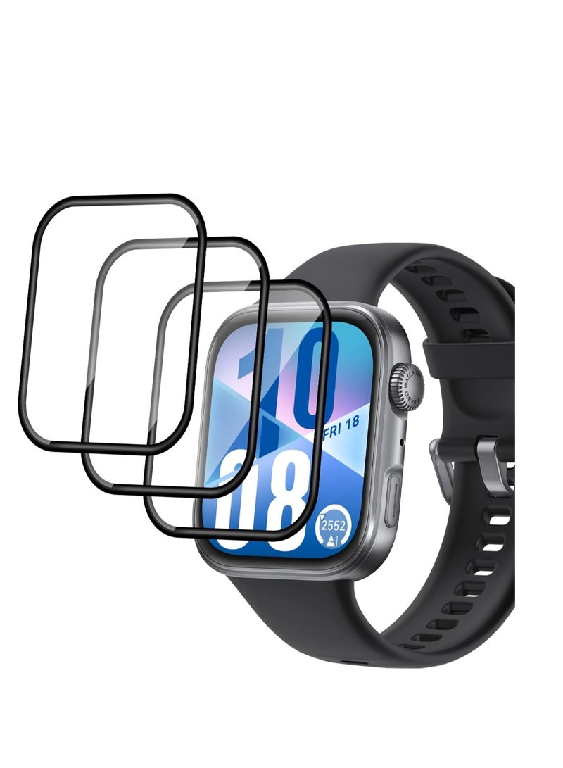 3 Pieces Protective Film for Huawei Watch Fit 4 ,  Full Coverage  Material Protective Film  Anti-Scratch Black  - Image 1