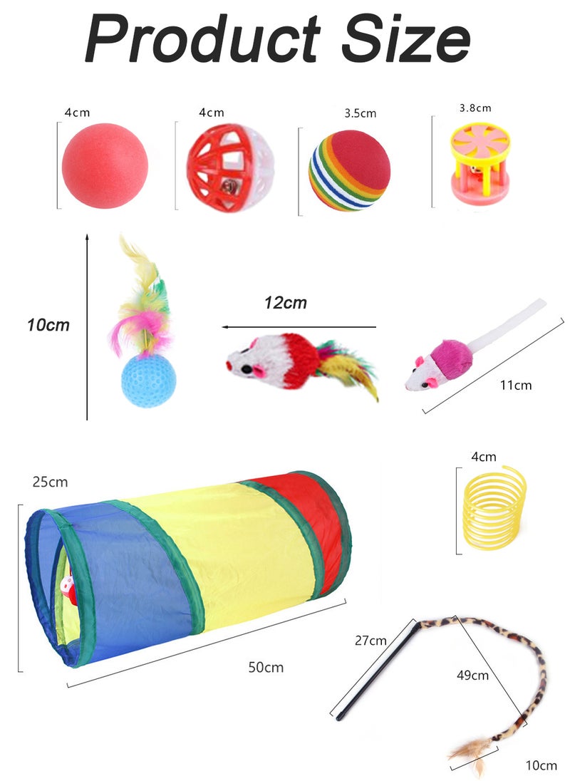 Kidle 22 Pcs Pet Cat Toy Set Indoor Interactive Toys Kitten Toys Cat Toys Cat Channel Fun Stick Plush Mouse Combination Toy Kitten Toys Cats Interactive Toys Set for Indoor  - Image 2