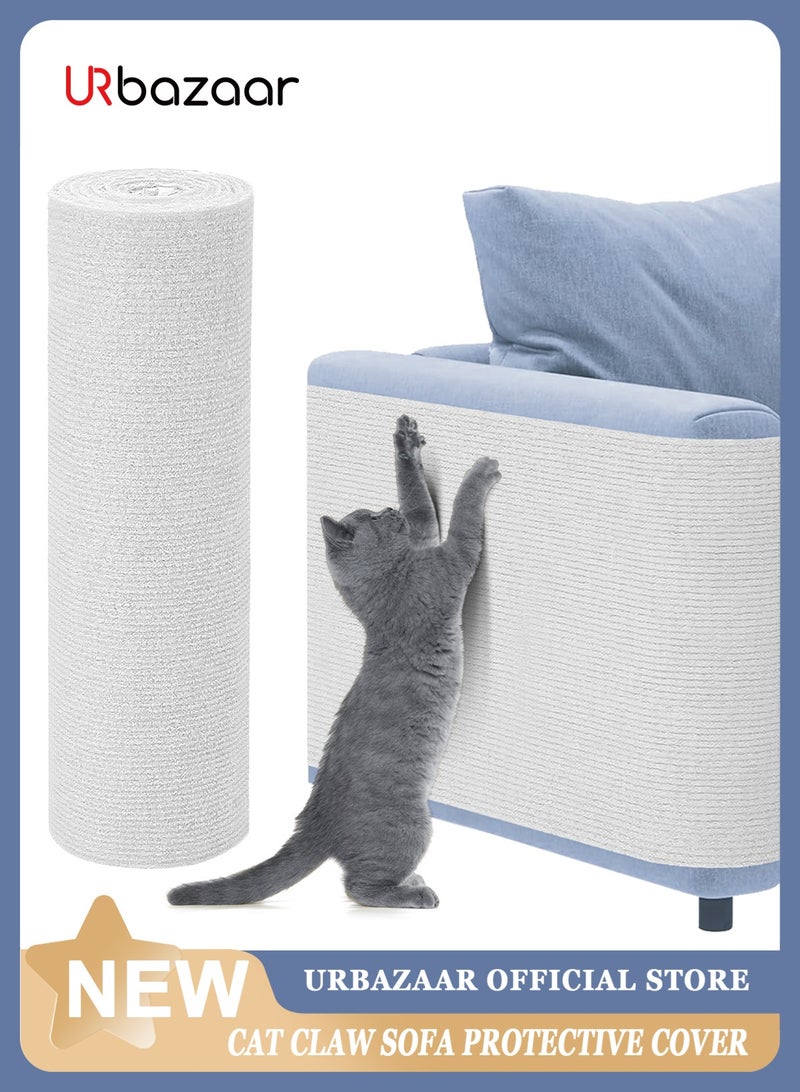 أوربازار واقي أثاث الأريكة من خدوش القطط، وسادة لاصقة مانعة لخدوش القطط للأثاث، واقي أريكة من مخالب القطط يمكنك صنعه بنفسك للاستخدام الداخلي (أبيض، 118.7 × 15.7 بوصة) - Image 1