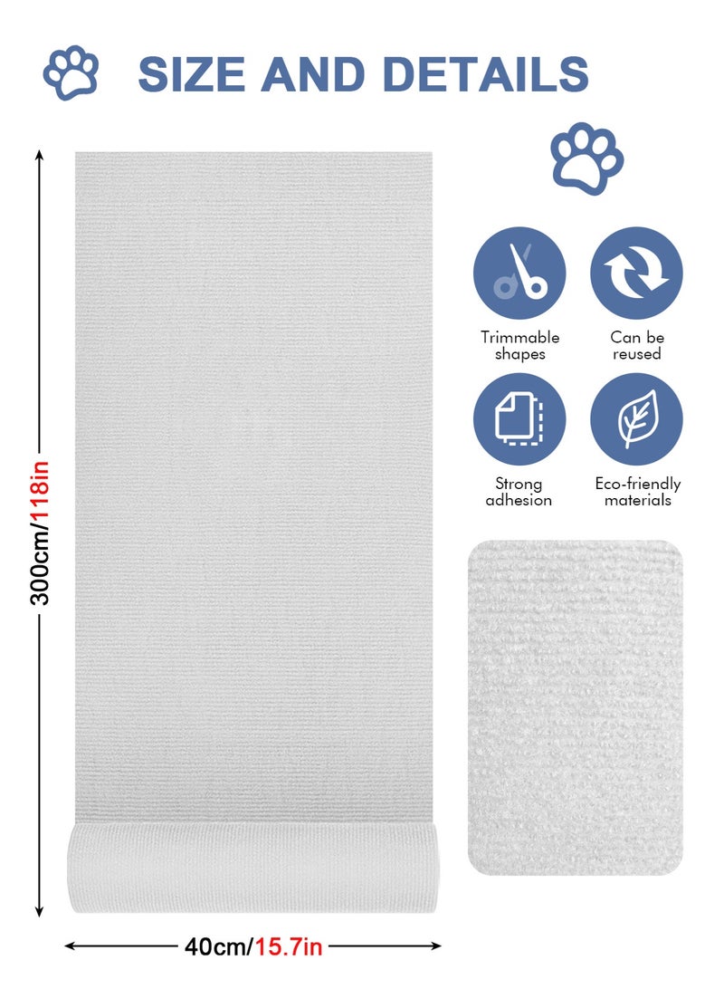 أوربازار واقي أثاث الأريكة من خدوش القطط، وسادة لاصقة مانعة لخدوش القطط للأثاث، واقي أريكة من مخالب القطط يمكنك صنعه بنفسك للاستخدام الداخلي (أبيض، 118.7 × 15.7 بوصة) - Image 2
