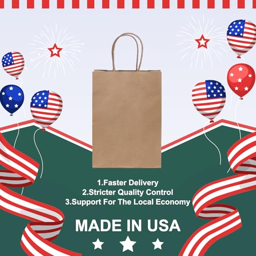 METRONIC Paper Gift Bags 5.25x3.75x8 50Pcs, Christmas Gift Wrap Bags with Handles, Brown Kraft Paper Bag for Small Business, Bulk Party Favors Bag for Birthday, Shopping, Retail, Made in USA - Image 2