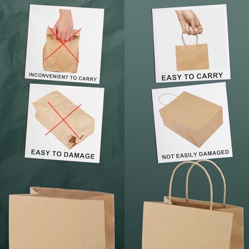 METRONIC Paper Gift Bags 5.25x3.75x8 50Pcs, Christmas Gift Wrap Bags with Handles, Brown Kraft Paper Bag for Small Business, Bulk Party Favors Bag for Birthday, Shopping, Retail, Made in USA - Image 5