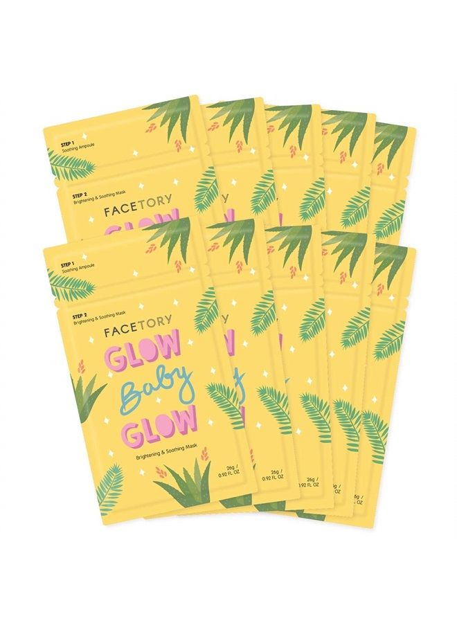 FACETORY Glow Baby Glow 2-Step Radiance Boosting Sheet Mask with Niacinamide and Cica - For Dull, Dehydrated Skin - Illuminating, Calming, Soothing, and Moisturizing (Pack of 10) - Image 1