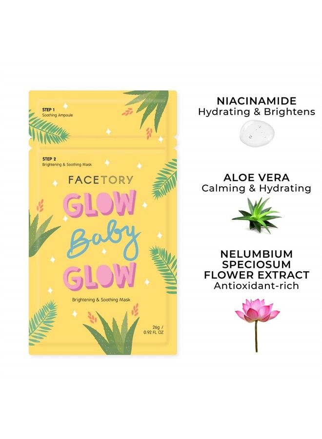 FACETORY Glow Baby Glow 2-Step Radiance Boosting Sheet Mask with Niacinamide and Cica - For Dull, Dehydrated Skin - Illuminating, Calming, Soothing, and Moisturizing (Pack of 10) - Image 2