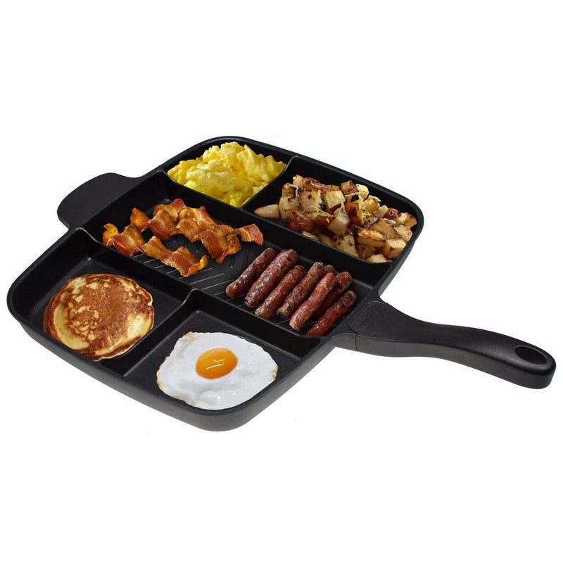 Master Pan Non-Stick Divided Grill/Fry/Oven Meal Skillet, 15", Black - Image 5