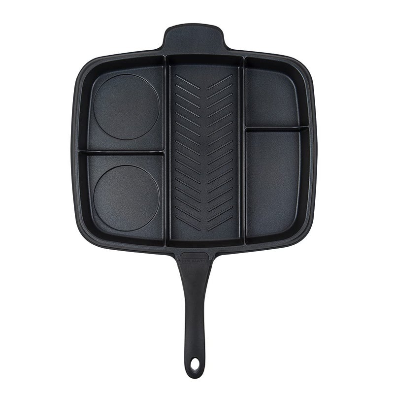 Master Pan Non-Stick Divided Grill/Fry/Oven Meal Skillet, 15", Black - Image 3