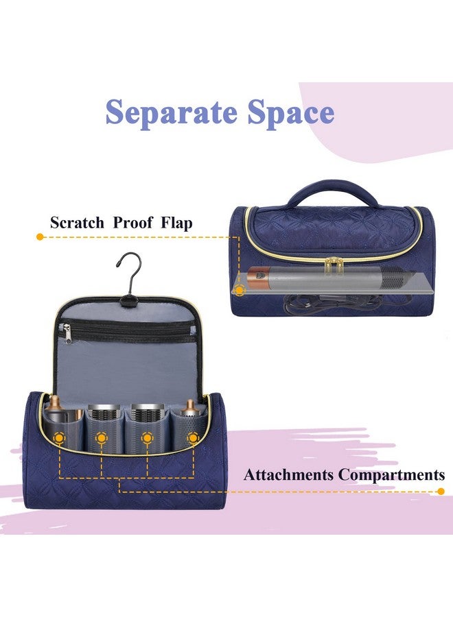 مانكرو حقيبة سفر مبطنة متوافقة مع جهاز تصفيف الشعر دايسون اير راب الكامل والملحقات، حقيبة تخزين محمولة مع خطاف تعليق معدني لجميع موديلات اير راب، أسطوانة طويلة، ملحقات تجعيد الشعر، أزرق - Image 4