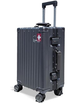 SWISSCASE Carry On Hardshell waterproof PC 20 Inches with Double Spinner Wheels, TSA Lock, Aluminium Frame, Lightweight E039, Dark Grey  - Image 3