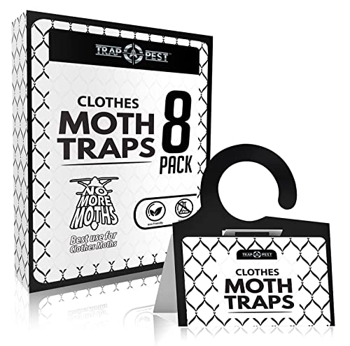 TRAP A PEST TRAP A PEST Clothing Moth Traps  8 Pack  Non Toxic Moth Traps for Clothes with Pheromone Attractant  Odorless Sticky Traps for Closet Carpets 