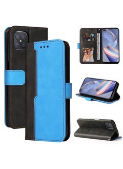 HuHa Case Cover For OPPO A92S/A72 5G/A73 5G/A52 5G/Reno4 Z Business Stitching-Color Horizontal Flip PU Leather Case with Holder & Card Slots & Photo Frame & Lanyard Blue 