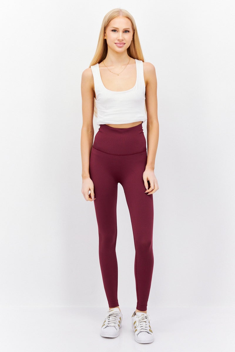 Adidas Women Sportswear Fit Training Leggings, Maroon - Image 4
