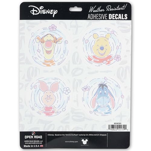 Open Road Brands Disney Winnie the Pooh and Friends Adhesive Vinyl Decals Adorable Winnie the Pooh Stickers for Car or Truck 1 Pack 4 Count - Image 1