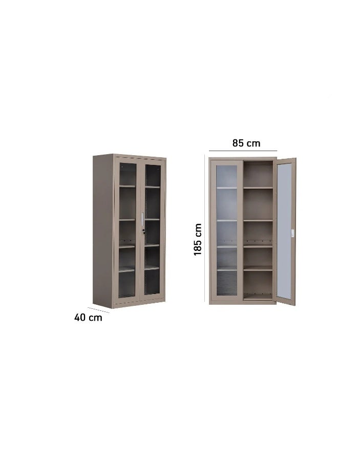 بيتي دولاب حديد مكتبي درفتين - بيج - Image 2