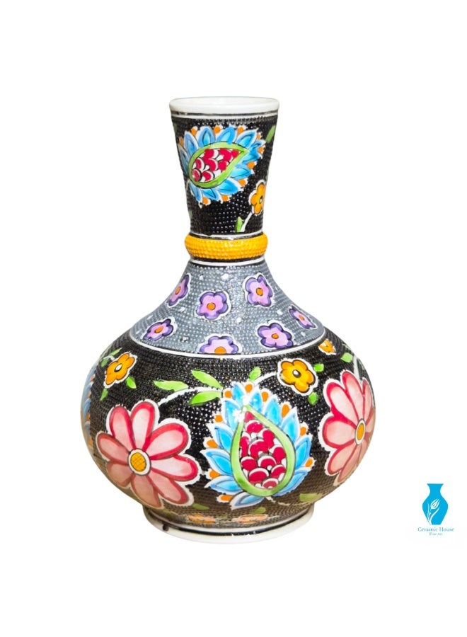 مزهرية خزفية تركية مصنوعة يدوياً – قطعة فنية زخرفية بطول 20 سم - Image 1